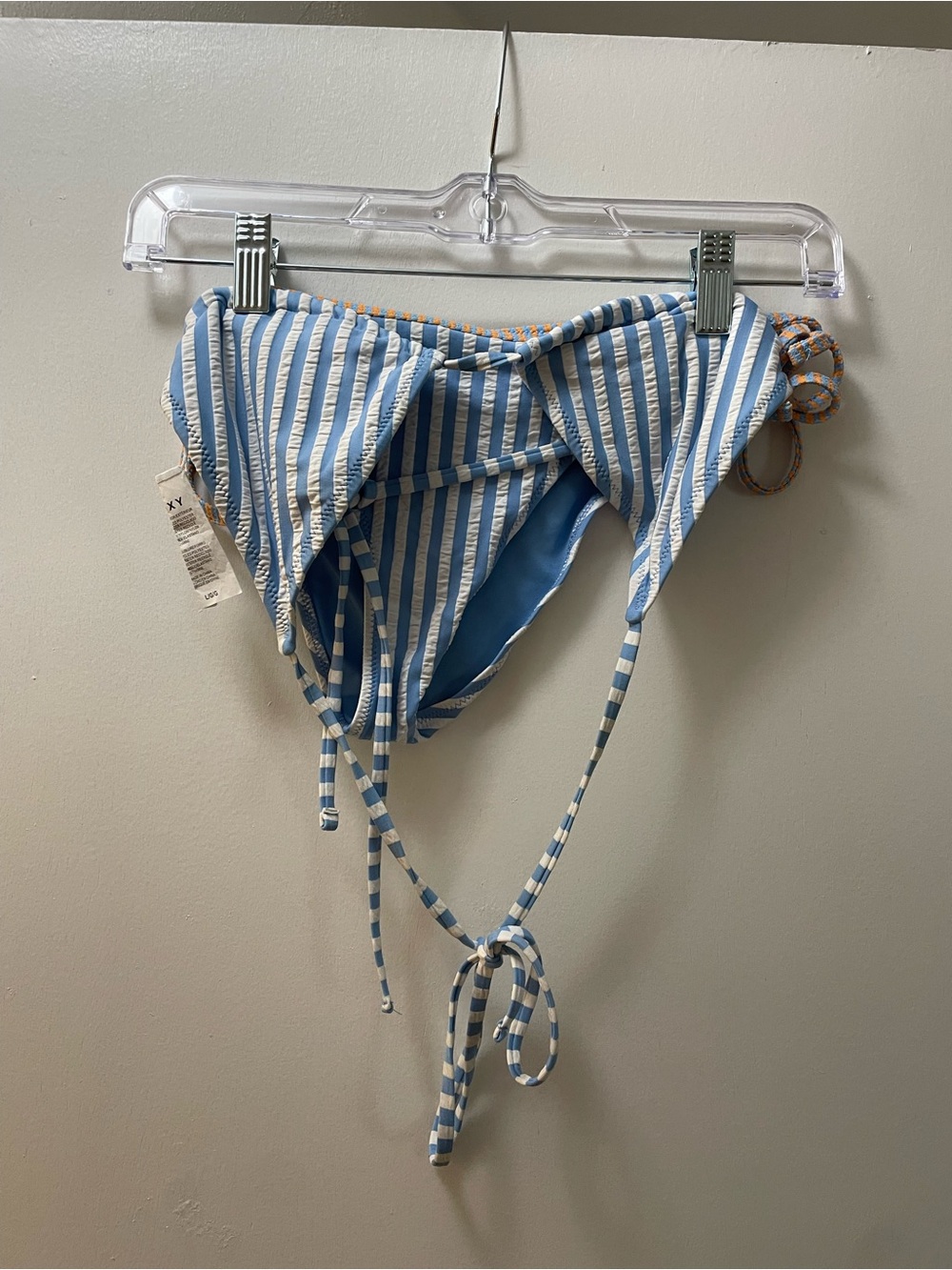 Roxy Blue and White Striped Tie-Side Bikini Bottoms